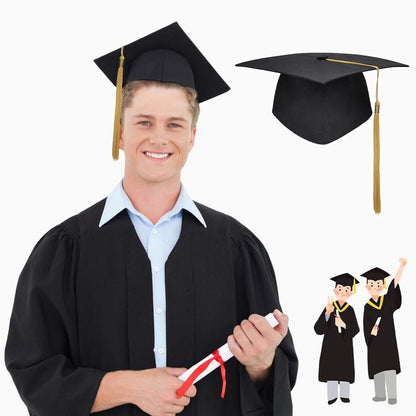 Black Adult Bachelor Caps Graduation Hat for Student 2023 Congratulation Graduation Party Decorations