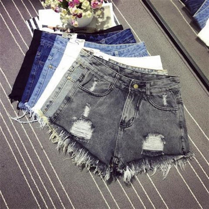Sexy Hollow Out Denim Shorts Fashion Women Retro A-Line Loose High Waist Hot Girl Y2K Short Pants Casual Streetwear Trousers