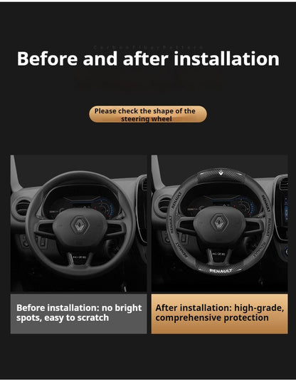 Capa de Volante de Carro em Fibra de Carbono para Renault Scenic Clio Laguna 2 3 4 5 Kangoo Fluence Megane Trafic Talisman Twingo Kaptur