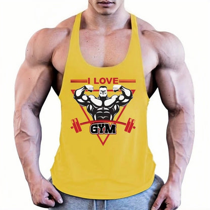 Mens Fashion Gym Singlet, Muscle Stringer Tank Top, Fitness Bodybuilding Vest, Lightweight Durable Sleeveless Workout Shirt