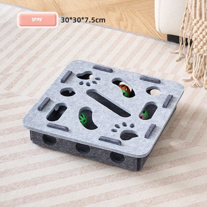 Bolas com sino para gato Cave buraco caixa divertida de feltro com labirinto interativo para gatos Ferramenta autoexcitável para gatinhos quebra-cabeça para provocar o gato