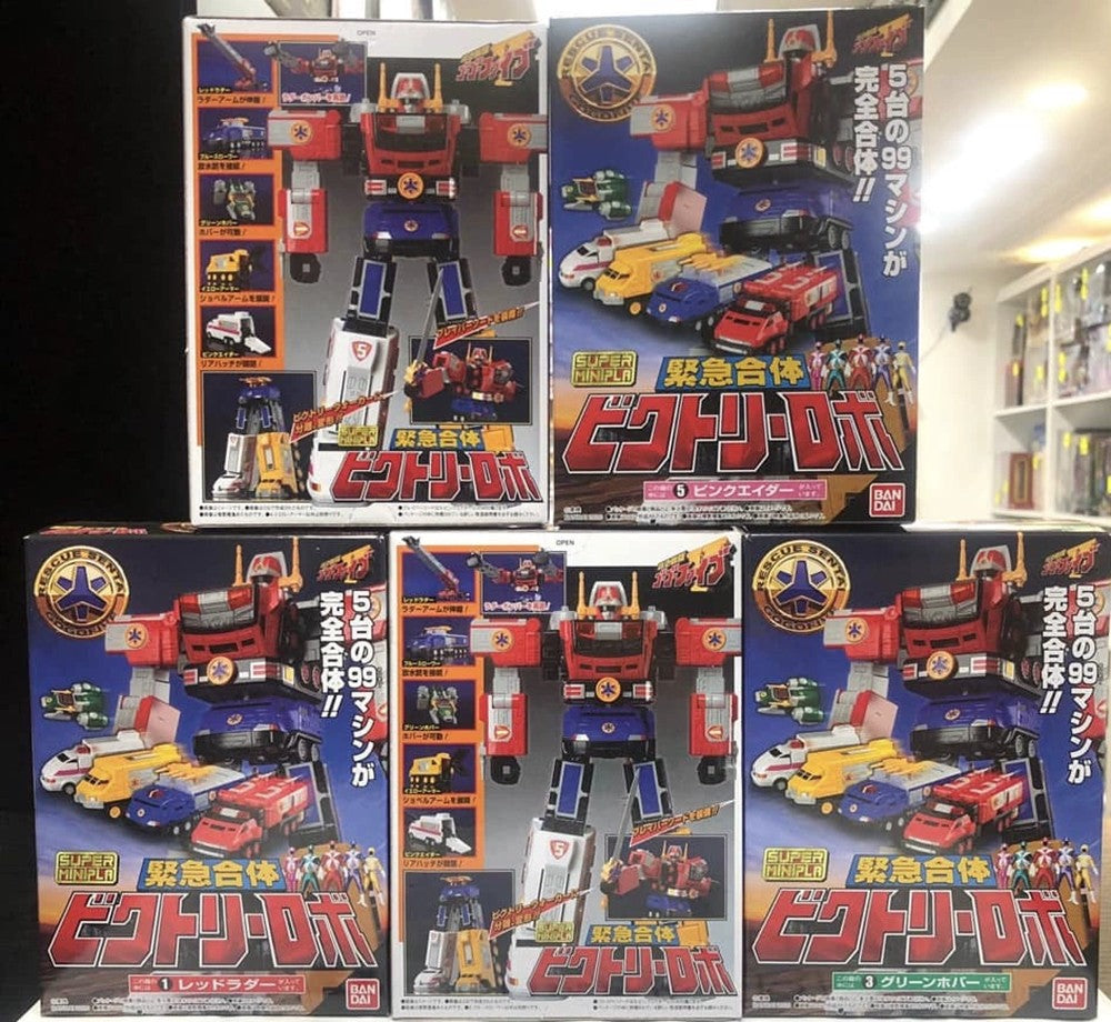 Em Estoque Bandai Original Smp Super Mini-Pla Gogofive Power Rangers Lightspeed Rescue Victory Robo Lightspeed Megazord para Montar