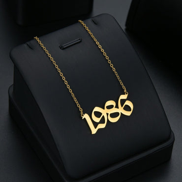 Stainless Steel Birth Year Necklaces For Women Men Gold Silver Color Neck Chain Choker Male Female Pendant Necklace Jewelry