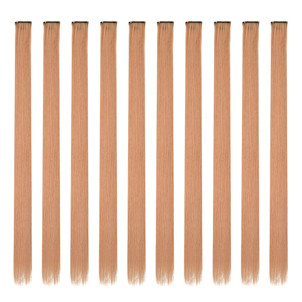 Mechas Coloridas Cabelo Sintético 10 Peças Extensões de Cabelo Liso 55 cm Com Presilha Aplique para Mulheres Festa Cosplay Presentes