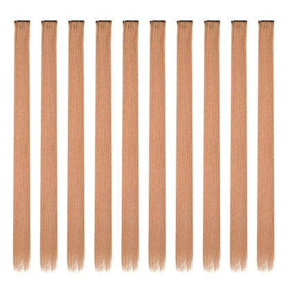 Mechas Coloridas Cabelo Sintético 10 Peças Extensões de Cabelo Liso 55 cm Com Presilha Aplique para Mulheres Festa Cosplay Presentes