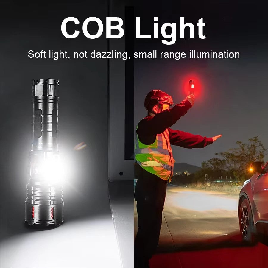 Super Bright Flashlight 10000000LM Torch High Power LED Flashlights Zoomable Lantern Rechargeable Lamp Magnet Tactical Lantern