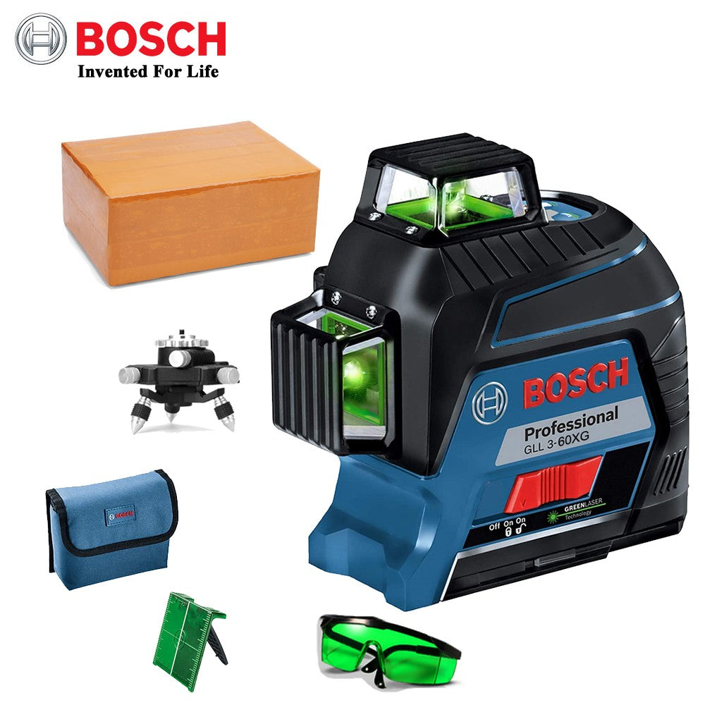 Nível a Laser Verde Bosch 12 Linhas 360 Nível a Laser GLL3-60XG Projeção de Linha de Marcação para Decoração Residencial Nível a Laser para Exterior