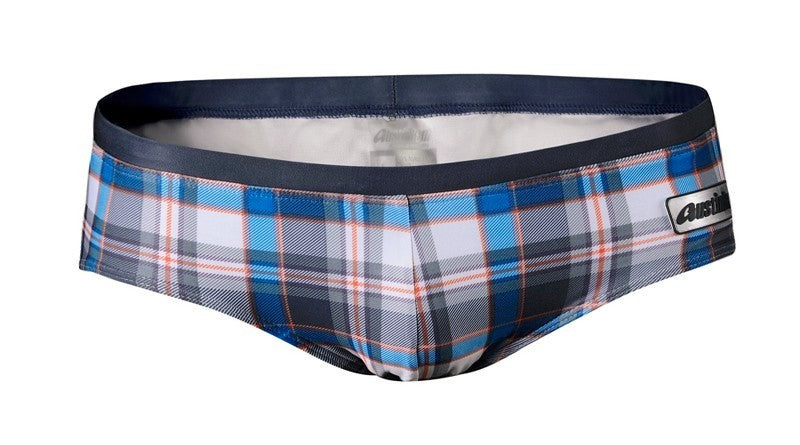 GANYANR Brand Swimming Trunks Swimwear Men Sunga Swimsuit Bikini Gay Sexy Swim Shorts Plaid Briefs Low Waist Bulge Pouch 2017