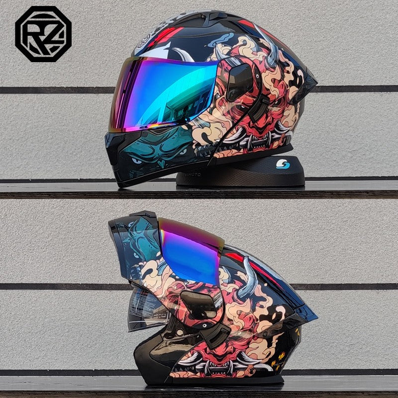 ORZ Capacete Integral Personalizado para Motocicleta Masculino Feminino Moda Capacete com Lente Dupla Capacete de Motocross de Corrida Modular Articulado Casco Moto