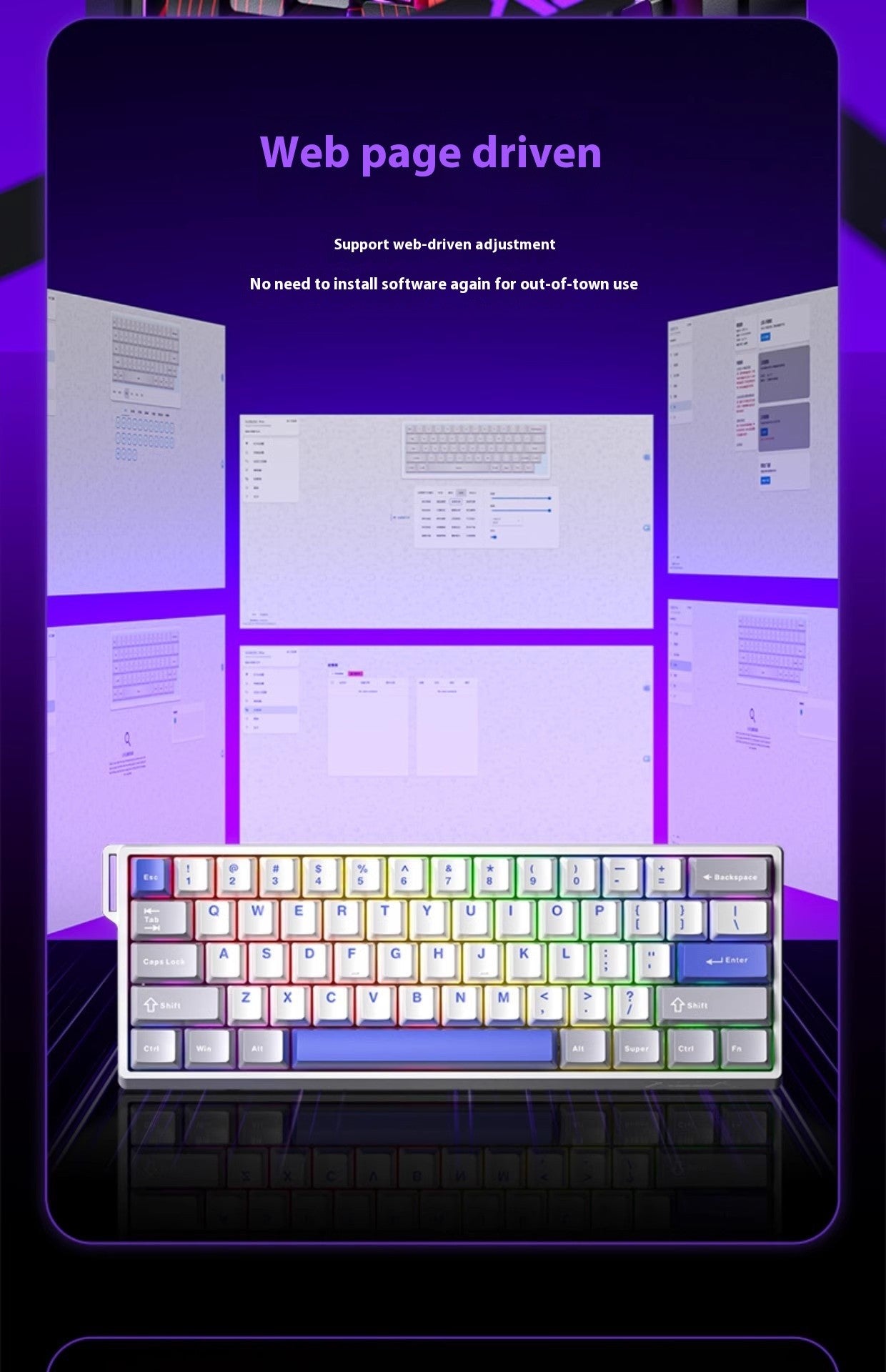 Teclado mecânico AULA WIN60 WIN68 HE MAX switch magnético 8k de polling rate RGB zona morta 0 teclado de jogos personalizável para e-sports