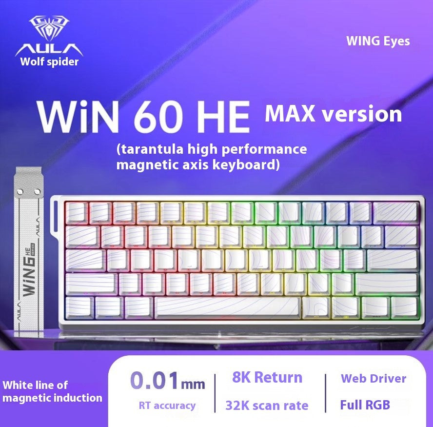 Teclados Win60 Win68 Aula com Teclas Magnéticas 8K, Teclado Mecânico para Jogos, Teclado com Fio para Esports com Luz RGB e Hot-Swap para PC Gamer (Presente)