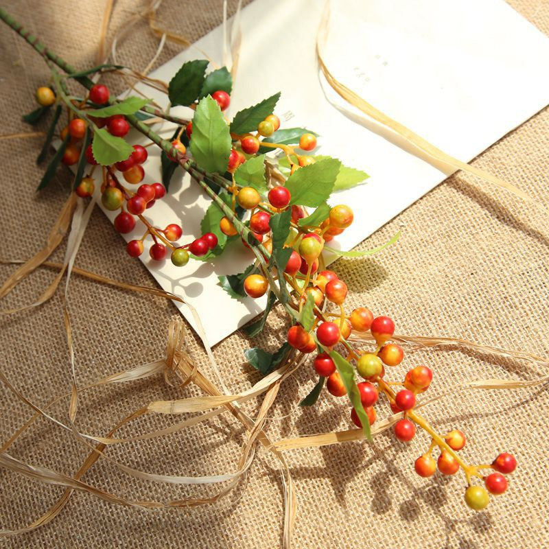 70CM Artificial Red Berries Branch Christmas Tree Ornaments Fake Holly Flowers Bouquet Foam Fruit Plant For Household DIY Decor