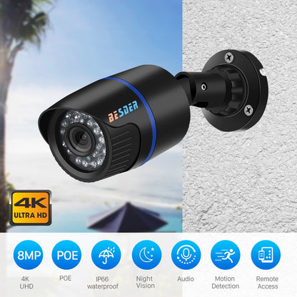 BESDER Ultra HD 8MP 4K IP Camera 48V POE 5MP 3MP 1080P Motion Detection RTSP Email Alert CCTV Video Surveillance Camera XMEye