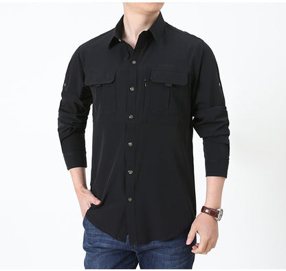 Summer Jacket Upf 50+ Sun Protection Fishing Shirts Men's Quick Dry Long Sleeve Shirts Mesh Breathable Hiking Work Cargo Shirts