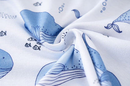 IURNXB Baby Romper Short Sleeve Infant Whale Print Bodysuit Newborn Cartoon Allover Printed Onesie for Boy's Clothing 0-18M