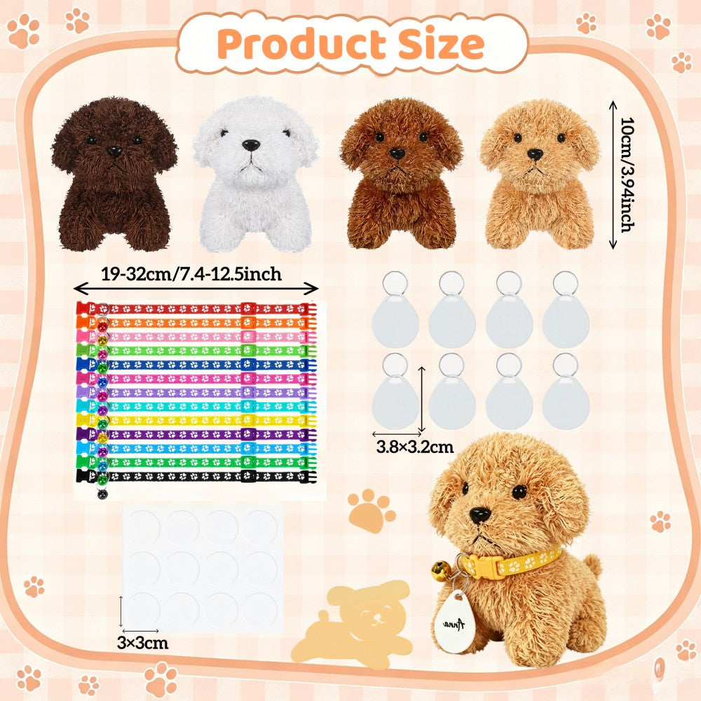 8-24Set Adopt a Puppy Party Favors Teddy Dog Bulk Adjustable Dog Collars with ID Card for Kids Toys Graduation Birthday Gifts