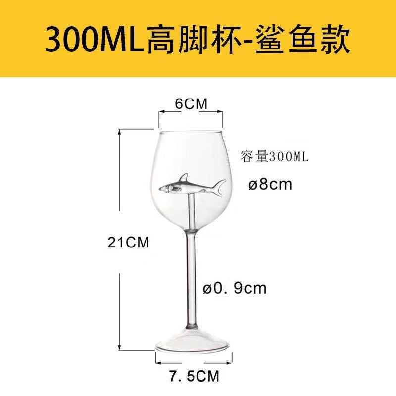 Taças de Vinho Tubarão Copo de Vidro Taça Europeia de Vinho Tinto Garrafa de Água Cálice Decoração de Festa de Casamento Presente 300ml