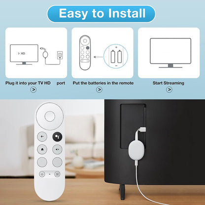 G9N9N Controle Remoto Bluetooth Compatível por Voz Controle Remoto Universal para Google TV Chromecast 4K Snow