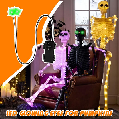 Glowing LED Eyes for Halloween Decors - Auto Timer Light Up Props for Skulls, Pumpkins, Tombstones Indoor Outdoor Spooky Decor