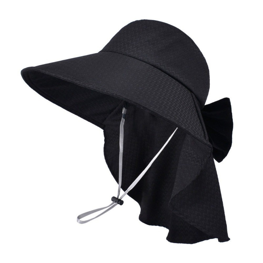 New Neck Protection Shawl Beach Cap Breathable Wide Brim Bucket Hat Bow Anti-UV Fisherman Hat Women