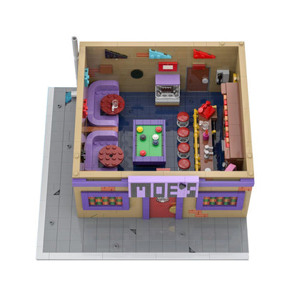 Gobricks MOC Simpsoned Modular Moe's Tavern Modelo de Tijolos O Ponto de Encontro de Springfield Modular Moe's Tavern Bar Blocos de Montar Brinquedos de Presente