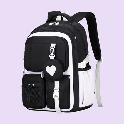 Mochila Escolar Estojo Lancheira Love Pattern Três Peças Tecido Nylon Impermeável Menino Menina Adolescentes Mochila Tendência