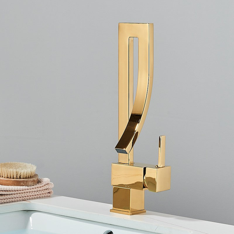 Bathroom Basin Faucet Brass Deck Mounted Mixer Taps Single Handle Single Hole Hot Cold Water Mixers Tap