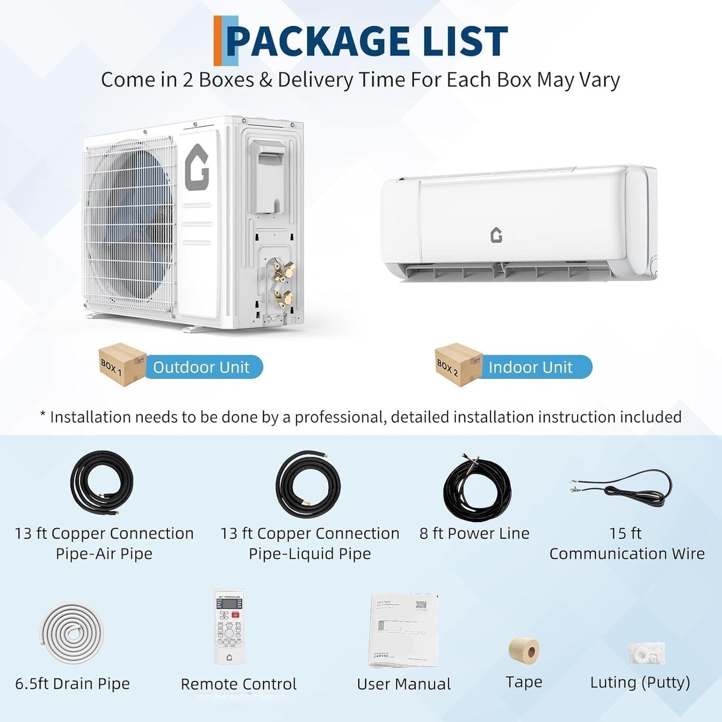 Ar-Condicionado Split Inverter 12000 BTUs Quente/Frio 230V com Wi-Fi, Sem Duto, de Parede com Controle Remoto e Kit de Instalação
