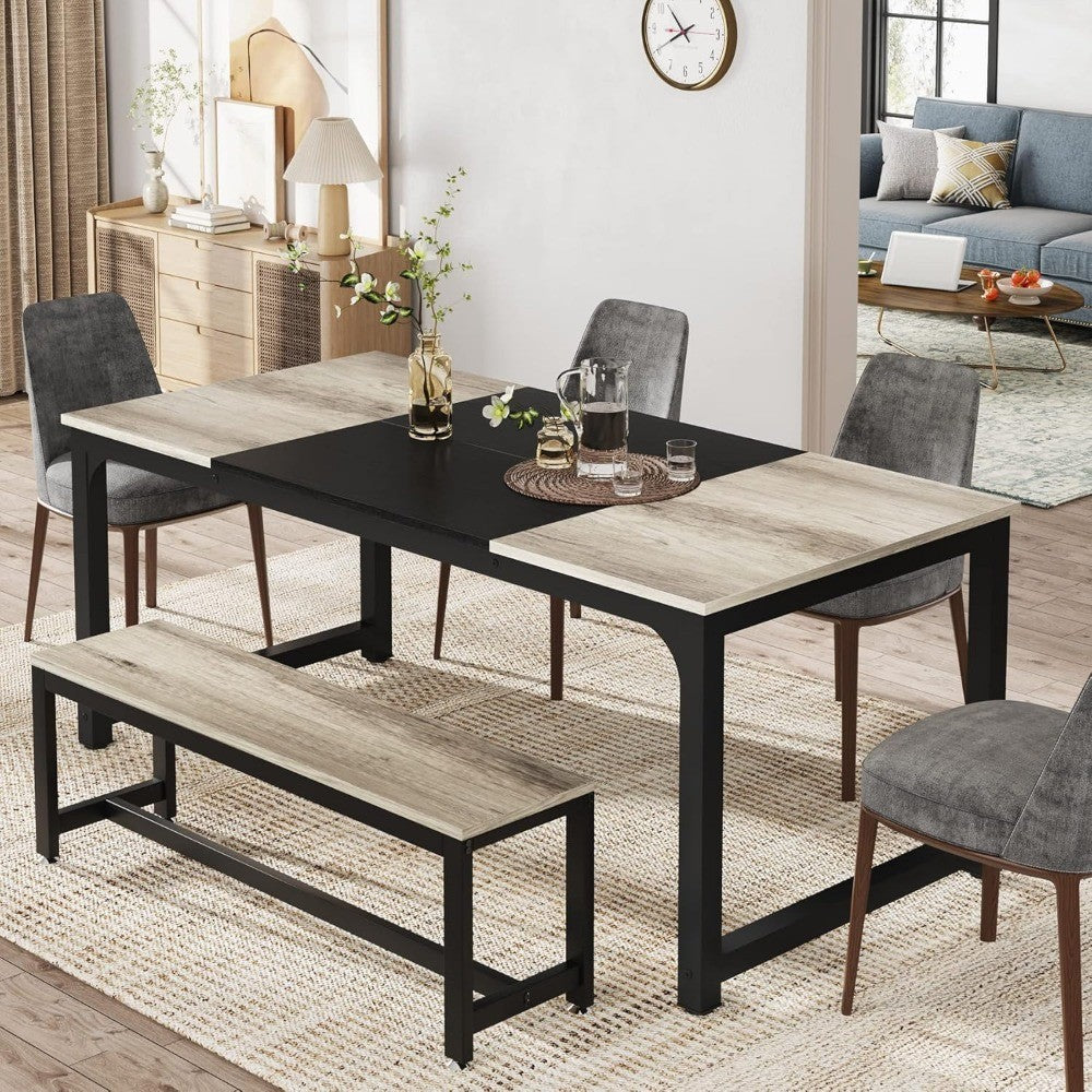 71"x31.5" Dining Table, Industrial Kitchen Table for 6-8 Person, Rectangular Dinner Table for Dining Room Kitchen Living Room,
