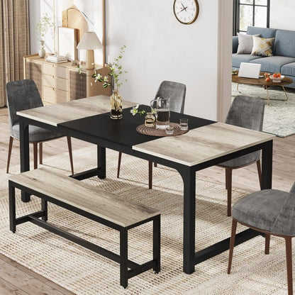 71"x31.5" Dining Table, Industrial Kitchen Table for 6-8 Person, Rectangular Dinner Table for Dining Room Kitchen Living Room,