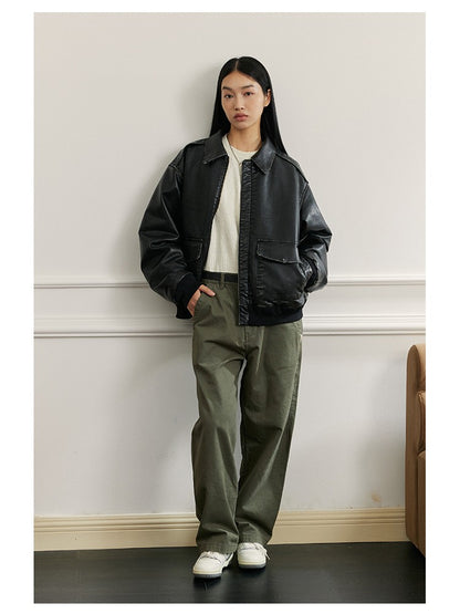 Mauroicardi Spring Cool Handsome Oversized Vintage Distressed Black Pu Leather Jacket Men Pockets Luxury Designer Clothes 2024