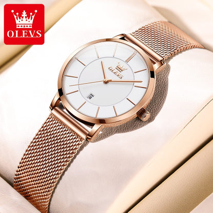 OLEVS 5869 Fashion Women's Watches Milanese Mesh Belt Waterproof Simplicity Versatile Quartz Watch for Lady Original Wristwatch