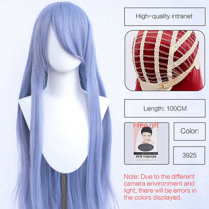 Synthetic Cute Cosplay Wig 40-inch Oblique Bangs Anime Costume Long Straight Lolita Wig Party Wig