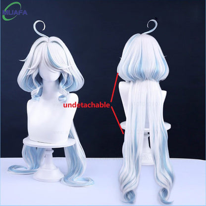 Really High Quality Fontaine Focalors Cosplay Wig Long Short Furina Wigs Blue White Curly Heat Resistant Hair Anime Wigs +WigCap