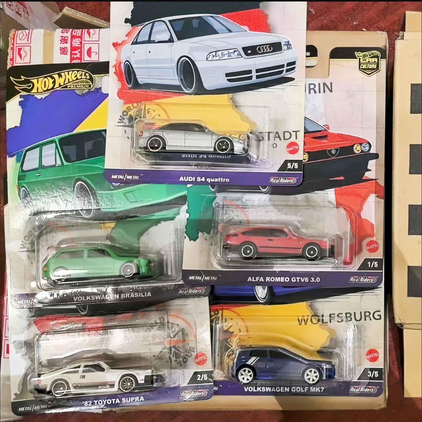 Hot Wheels Premium Car Culture World Tour 1/64 Diecast Volkswagen Golf Brasília Audi S4 Quattro Alfa Brinquedo Veículo Modelo