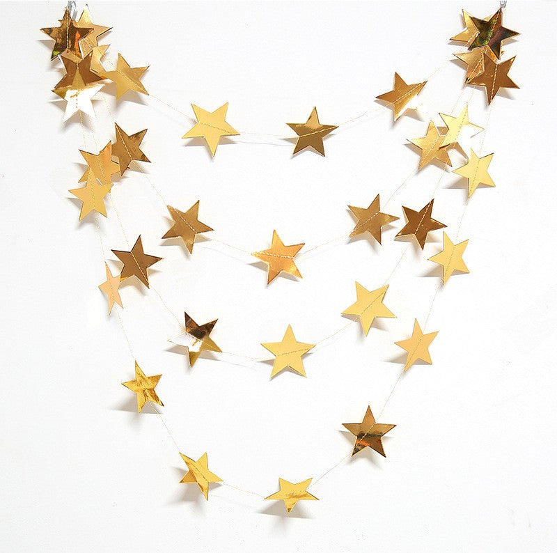 4M Paper Glitter Gold Blue Moon Star String Garland Hanging Banner Wall Party Decorations for Eid Mubarak Wedding DIY Decoration