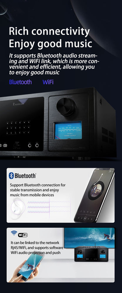Conjunto de áudio Bluetooth de home theater com rede inteligente e 7.2 canais Balenald Dolby Atmos de última geração