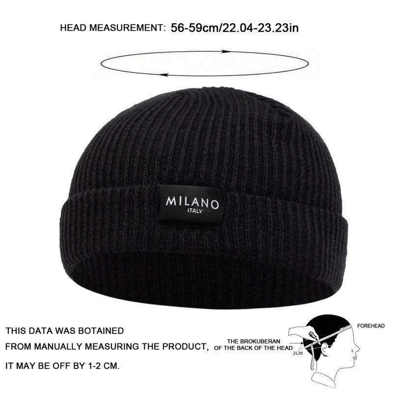 Unisex MILANO Letter Label Beanies Winter Warm Hat Hip Hop Cap Beanie Hat Caps for Women Men