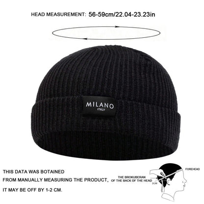 Unisex MILANO Letter Label Beanies Winter Warm Hat Hip Hop Cap Beanie Hat Caps for Women Men