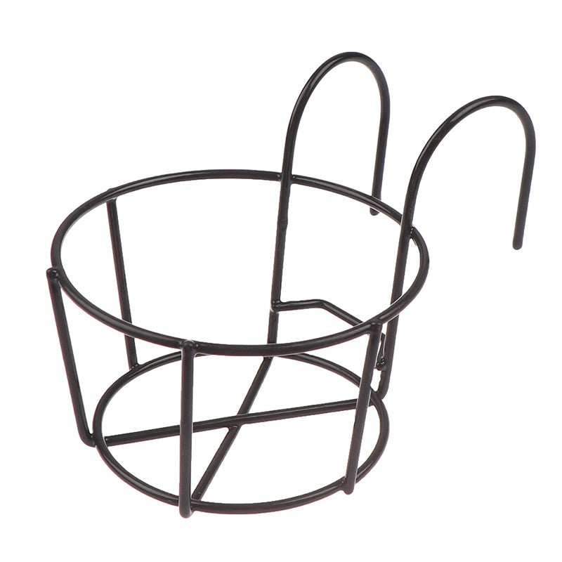 Garden Hanging Plant Iron Racks Balcony Round Flower Pot Rack Railing Fence
