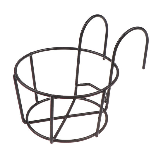 Garden Hanging Plant Iron Racks Balcony Round Flower Pot Rack Railing Fence