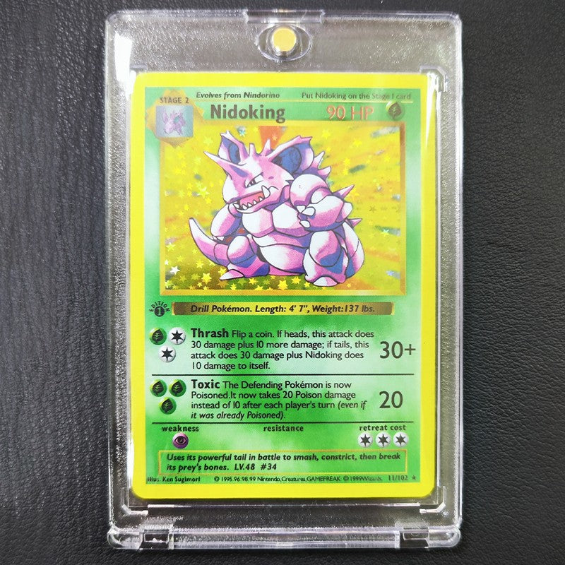 Cartas Colecionáveis DIY Pokémon com Card Brick 1996 1ª Edição Flash Cards Charizard Blastoise PTCG Game Anime Cartas Brilhantes Presente