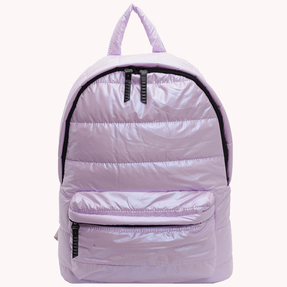 Winter Puffer Students School Bags Large Capacity Down Padded Backpack Solid Color Casual Bookbag Adjustable Strap Teen Rucksack