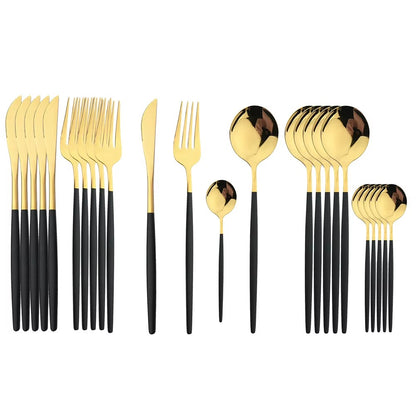 Conjunto de Talheres de Aço Inoxidável com 24 Peças para 6 Pessoas, Lavável em Lava-Louças