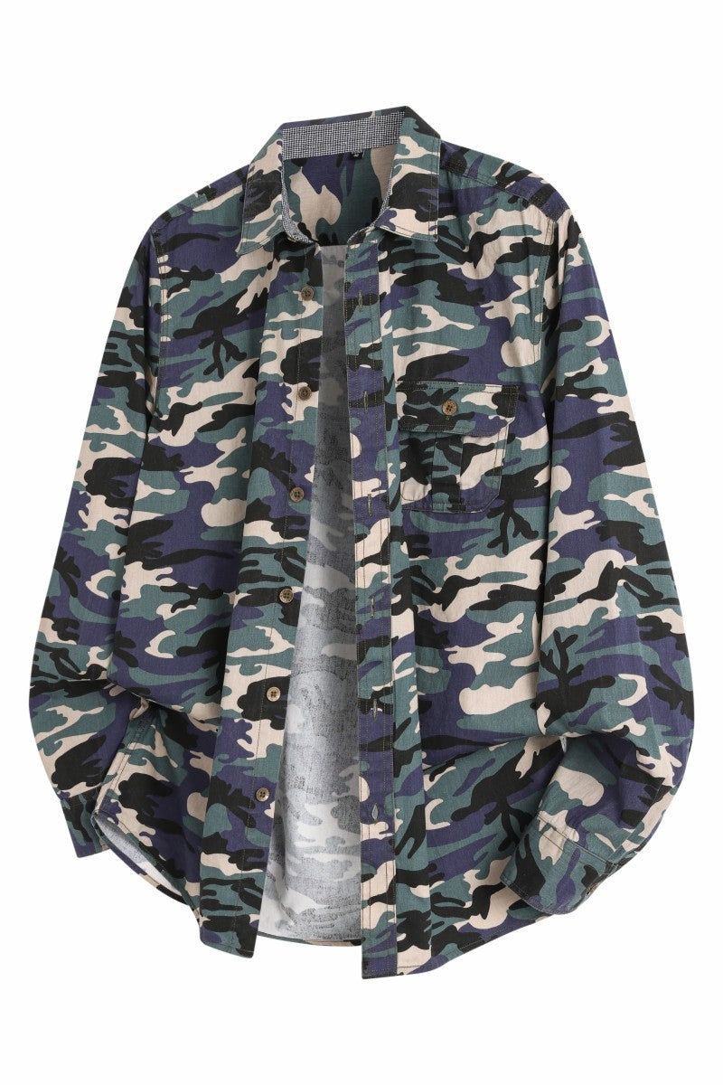 New Camouflage Cargo Shirt Men Cotton Multi-Pocket Camo Shirts High Quality Militar Overshirt Men Army Green Shirts Casual