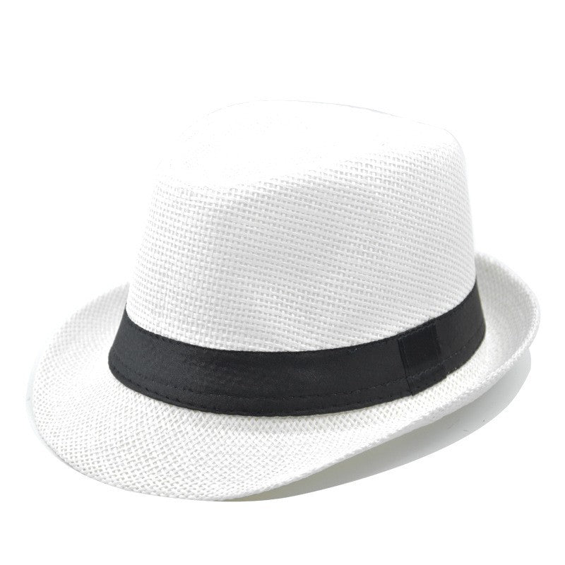 Fashion Unisex Women Men Straw Hat Ribbon Curling Brim Jazz Fedora Hat Panama Gangster Cap Outdoor Beach Parent-Child Sun Hats