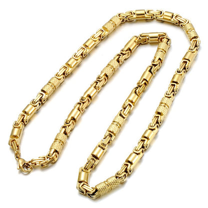 Colar Bicicleta Rock Punk HipHop 6mm Banhado a Ouro Joias Masculinas Femininas Corrente Bizantina de Aço Inoxidável Presentes