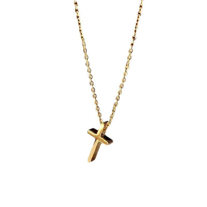 Colar de Cruz em Aço Inoxidável Banhado a Ouro para Mulheres e Homens, Colares de Corrente Exclusivos, Presente de Aniversário, Acessórios de Joalheria