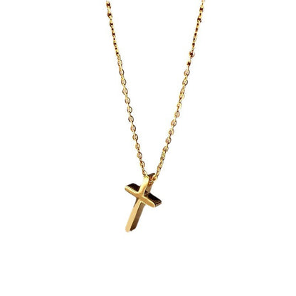 Colar de Cruz em Aço Inoxidável Banhado a Ouro para Mulheres e Homens, Colares de Corrente Exclusivos, Presente de Aniversário, Acessórios de Joalheria