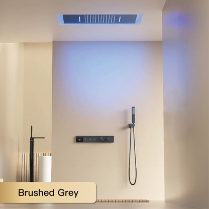 Sistema de chuveiro digital inteligente de latão branco luxuoso com design oculto Controle duplo de água quente e fria Torneira de parede